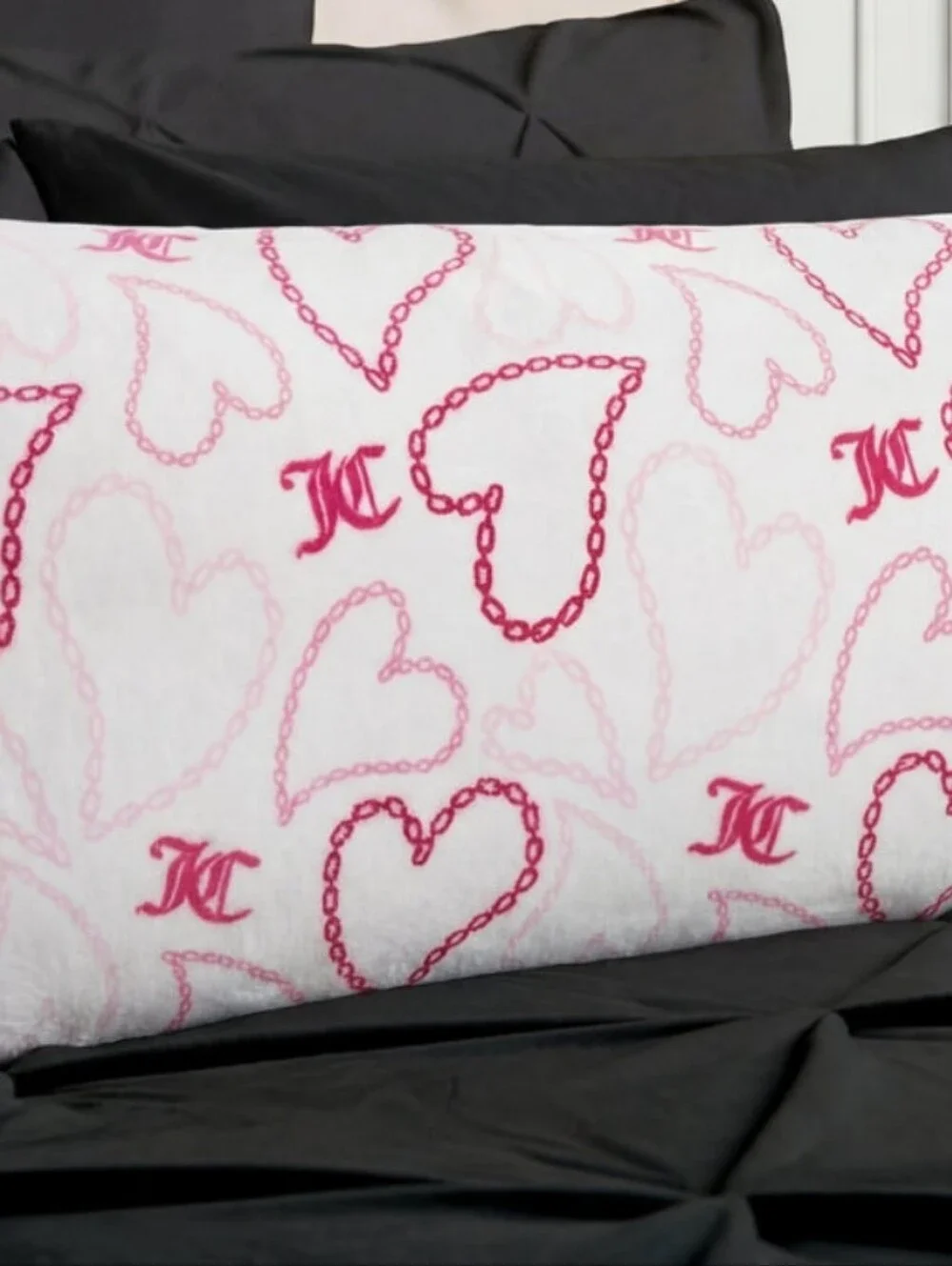 Juicy Couture Home Decorative Chain Heart Print Plush Body Pillow